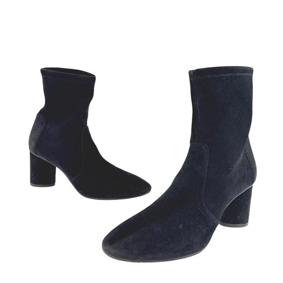 Stuart Weitzman Yuliana Women's Black Suede Block Heels Ankle Sock Boots US  6.5 - Picture 5 of 7